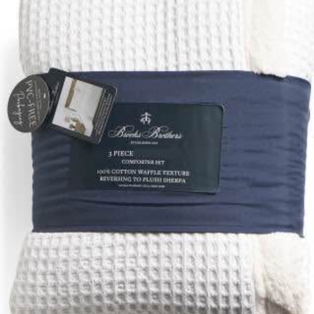 Brooks Brothers Ivory Plush 3 piece comforter set king
